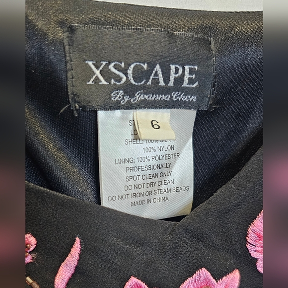 Xscape Y2k formal floral beading cascading black maxi dress - Picture 2 of 16